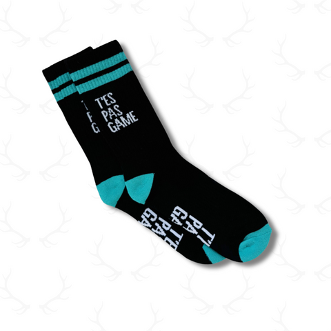 Bas de sport T'es pas game - Noir & turquoise